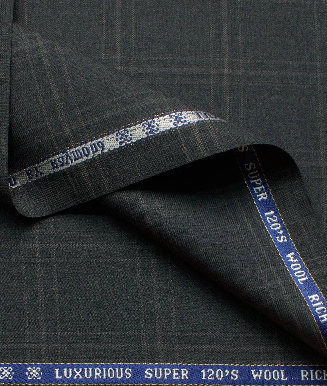 MenGÇÖs Wool Checks Super 120GÇÖs Dark Worsted Grey Toronto