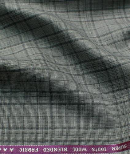 Italian Vaughan Checks Super 100s Unstitched Suiting Fabric (Light Grey)