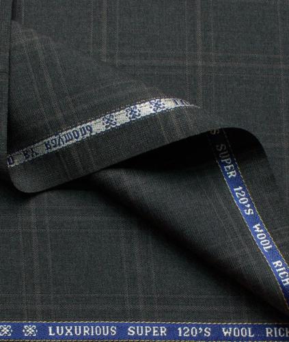 Mens Wool Checks Super 120s Dark Worsted Grey Toronto