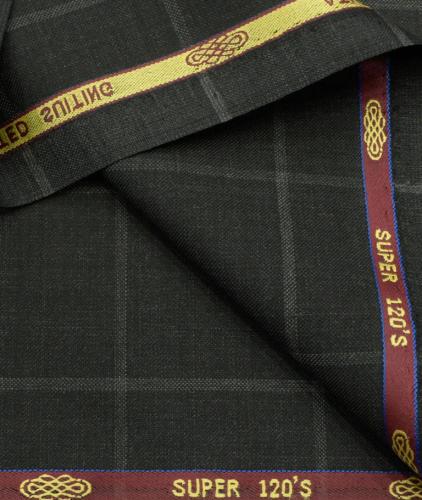 Mens-Wool-Checks-Super-120s-Unstitched-Suiting-Fabric-(Black)