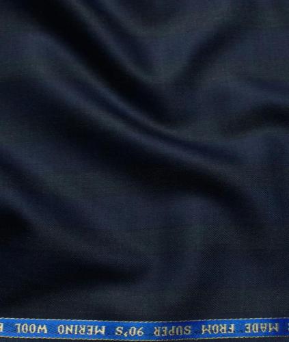 Wool Checks Super 90s Unstitched Suiting Fabric (Dark Royal Blue) Dark Royal Blue base with Light Grey base with Black Checks